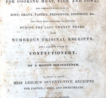 (American) [Lee, Mrs. N. K. M.] A Boston Housekeeper.  The Cook s Own Book, and Housekeeper s Register For Sale