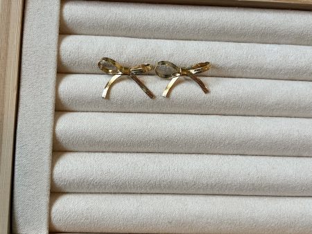 Gold ribbon bow studs Sale