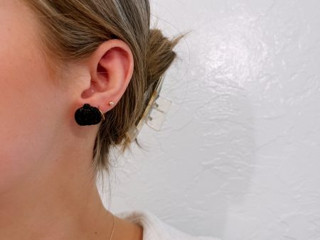 Black pumpkin glitter studs Online Hot Sale