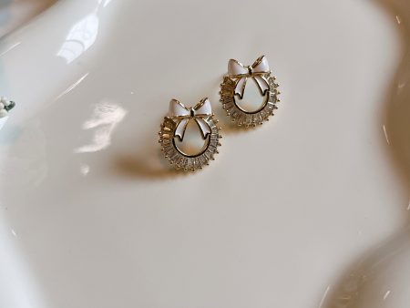 CZ Wreath white Christmas earrings Online