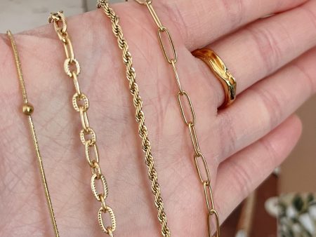 Layering gold plated necklaces on Sale