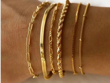 Layering stainless steel gold plated bracelets Fashion