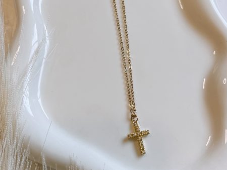 Silver or gold zirconia cross necklace Online now