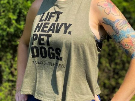 Lift Heavy. Pet Dogs. - Women’s Racerback Crop Tank Fashion