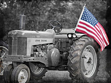 RIG101 - Tractor with American Flag - 16x12 For Discount